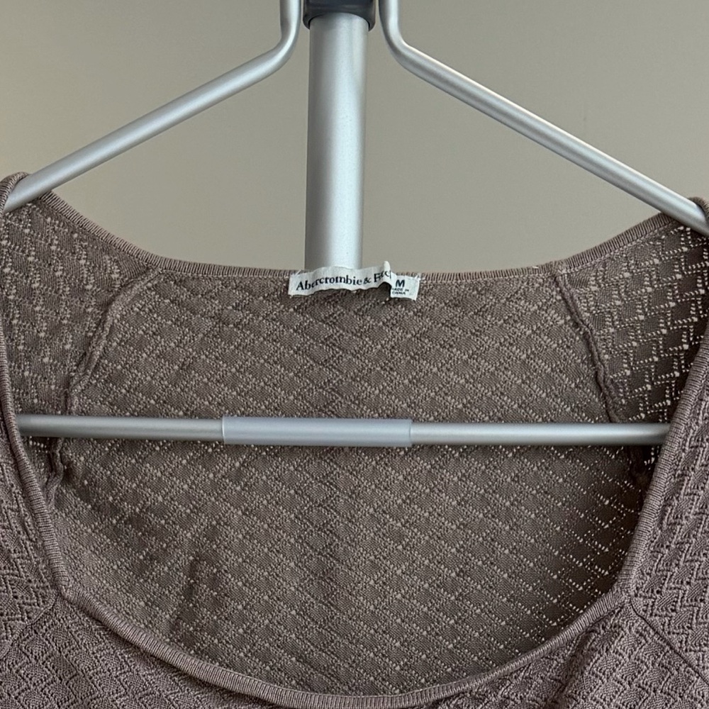 Women’s | Abercrombie & Fitch Pointelle Square Neck Bodysuit, Beige | Medium - Picture 6 of 7